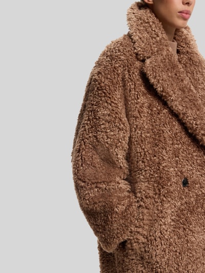 HUGO Oversized Fit Teddy- / Webpelzmantel mit Reverskragen Modell 'Malite-1' Beige 6