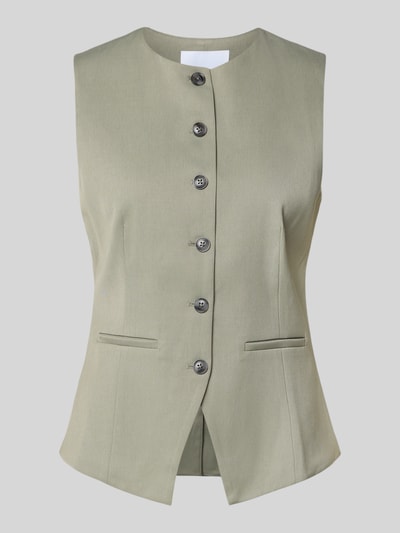 Samsøe Samsøe Gilet met ronde hals, model 'SARUMA' Olijfgroen - 2