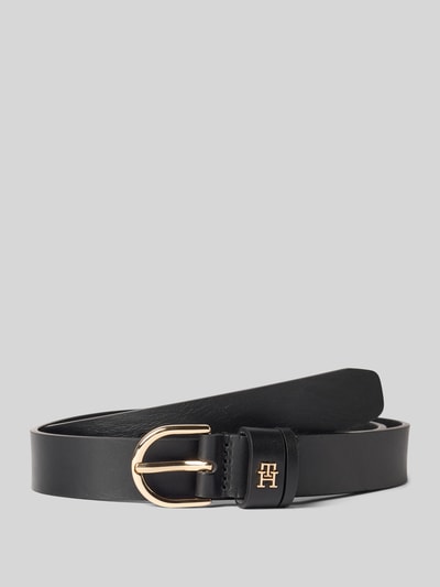 Tommy Hilfiger Pasek skórzany z monogramem z logo Czarny 1