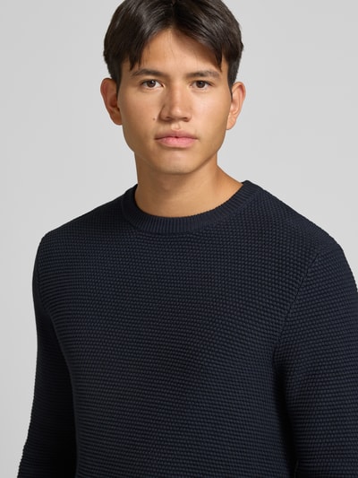 REVIEW Regular Fit Strickpullover aus reiner Baumwolle Marine 3
