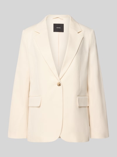 Produktfoto, cremefarbener Damen Blazer mit Pattentaschen Modell 'Nulani' von Someday, Material-Mix mit Baumwoll-Anteil, Reverskragen, Straight Fit, Knopfverschluss, glatte Struktur