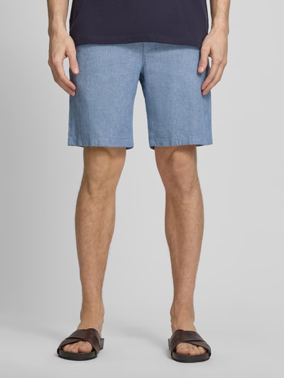 Selected Homme Regular Fit Chinoshorts aus Baumwoll-Leinen-Mix Modell 'BRODY' Blau Melange 4