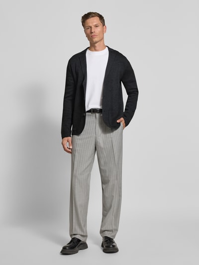 Christian Berg Men Strickjacke aus Woll-Mix mit Reverskragen Anthrazit Melange 1
