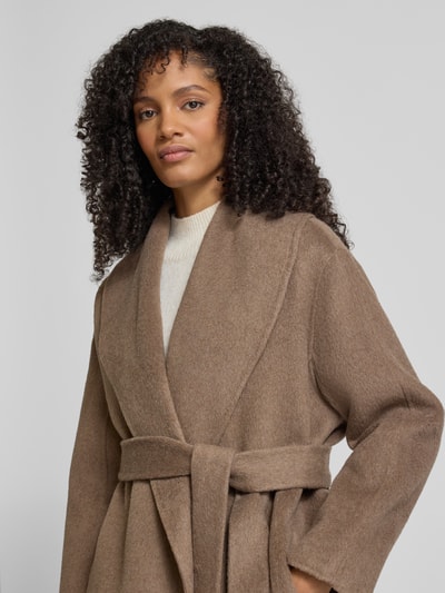 BOSS Regular fit lange wollen jas met sjaalkraag, model 'CARIBY' Roodbruin gemêleerd - 3