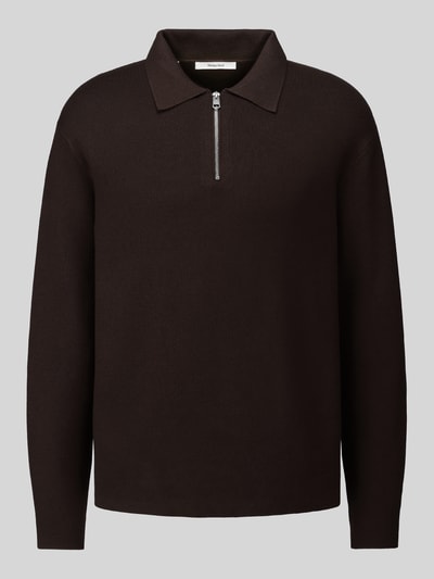Selected Relaxed Fit Pullover aus reiner Viskose mit halblangem Zipper Dunkelbraun 2
