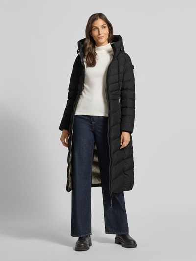 khujo Gewatteerde lange jas, model 'Ingram' Zwart - 1