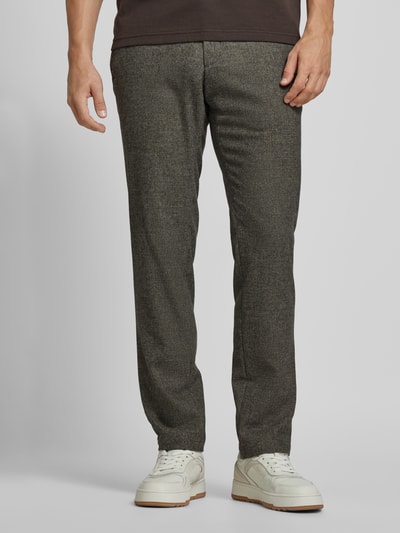 DIGEL Modern fit stoffen broek met tunnelkoord, model 'Saro' Donkerbruin - 4