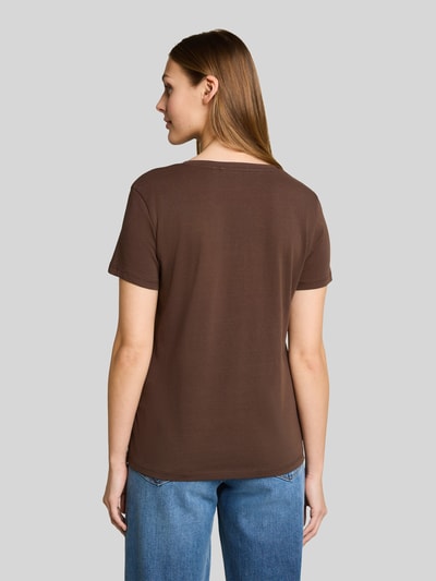 Tom Tailor Denim Regular Fit T-Shirt aus reiner Baumwolle mit Motiv-Print Schoko Melange 5