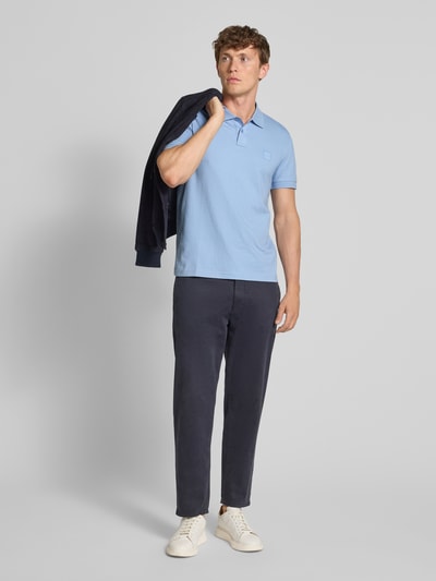 BOSS Orange Slim Fit Poloshirt aus Baumwoll-Mix Hellblau 1