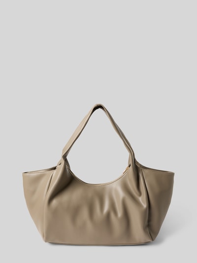 Seidenfelt Handtas met hengsels, model 'LAINIO' Taupe - 4