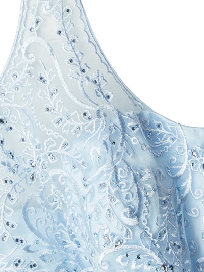 Luxuar Cocktailkleid mit Ziersteinen Hellblau 2