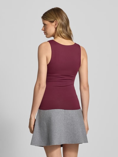 Only Slim fit tanktop met boothals, model 'LEA' Bordeaux - 5
