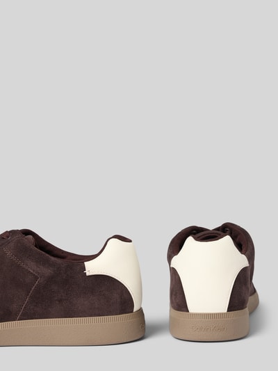 CK Calvin Klein Sneakersy skórzane z napisem z logo Ciemnobrązowy 2