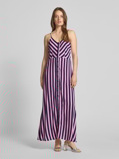 YAS Długa sukienka z wiskozy z listwą guzikową Jasnofioletowy 4