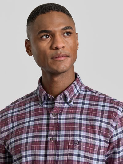 bugatti Freizeithemd mit Knopfleiste Bordeaux 3