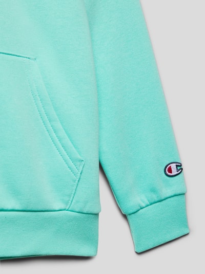 CHAMPION Hoodie mit Label-Stitching Helltuerkis 2