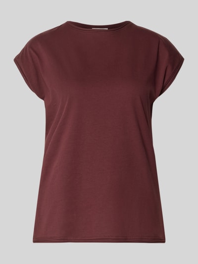 Produktfoto, T-shirt met ronde hals en rolzoom van Christian Berg Woman, puur katoen, regular fit, ruglengte maat S 57 cm, bordeauxrood
