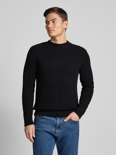 Jack & Jones Premium Gebreide pullover met ribboorden, model 'VIGGO' Zwart - 4