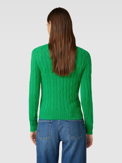 Polo Ralph Lauren Sweter z dzianiny ze ściegiem warkoczowym model ‘JULIANNA’ Trawiasty zielony 5