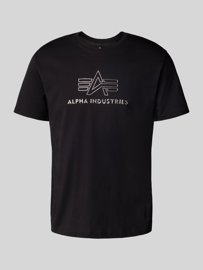 Alpha Industries T-Shirt mit Label-Print und Rundhalsausschnitt Black 2