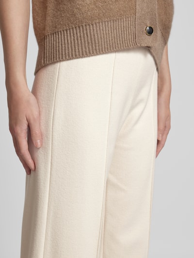 Raffaello Rossi Wide leg stoffen broek met vaste persplooien, model 'ELAINE' Offwhite - 3