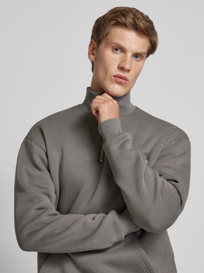 REVIEW Essentials sweatshirt met halve rits Donkergrijs - 3