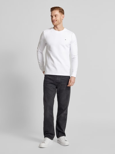 Christian Berg Men Longsleeve mit Label-Stitching Weiss 1