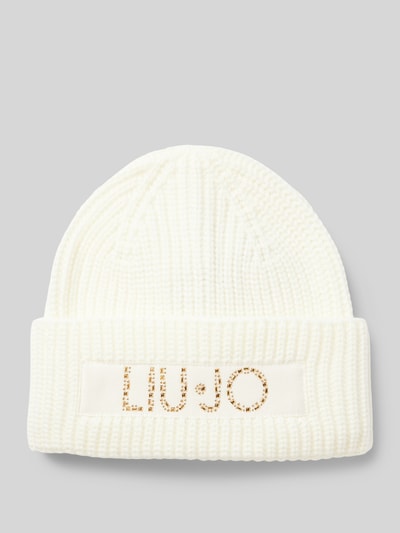 Liu Jo White Beanie mit Label-Patch Rosa 1