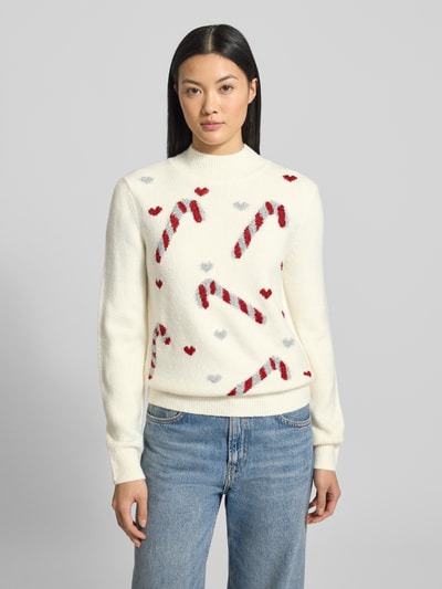 Christian Berg Woman Weihnachtspullover mit gerippten Abschlüssen Offwhite 4