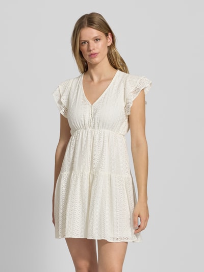 Only Leicht ausgestelltes Spitzenkleid aus reiner Baumwolle Modell 'HELENA' Offwhite 4