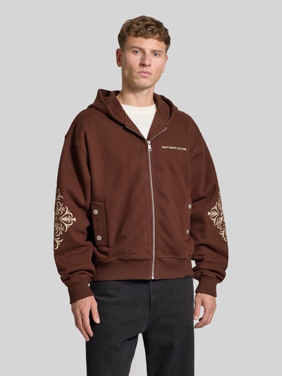 Don´t Waste Culture Sweatjacke mit Label-Detail Modell 'Rhegan' Mittelbraun 4