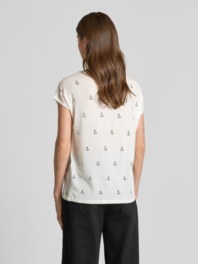 Frauenmodel trägt Relaxed Fit T-Shirt aus Lyocell-Mix Modell 'AVA' von Vero Moda, Optik:Allover-Muster, Applikation: Allover-Print, Ganzkörperansicht Rückansicht