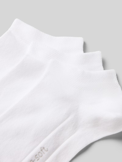 Productfoto, Sneakersokken met label-detail in 3-pack van camano, wit gemêleerd, katoenmix met stretch, elastische ribboord.