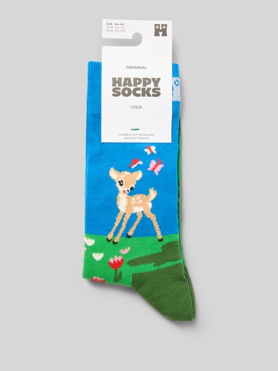 Happy Socks Socken mit Motiv-Stitching Modell 'Deer' Gruen 3