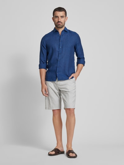Cinque Regular fit vrijetijdsoverhemd van linnen, model 'Steven' Donkerblauw - 1