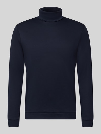Produktfoto, Regular Fit Longsleeve aus reiner Baumwolle Modell 'Pima' von RAGMAN in Dunkelblau, Rollkragen, glatte Oberfläche, Herren Longsleeve, Rückenlänge 68 cm bei Größe M