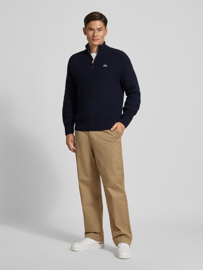 Lacoste Regular Fit Troyer aus reiner Wolle Marine 1