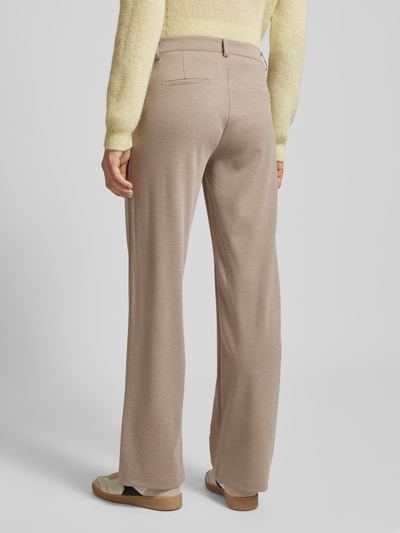 FREE/QUENT Straight leg stoffen broek met paspelzakken, model 'Nanni' Taupe gemêleerd - 5