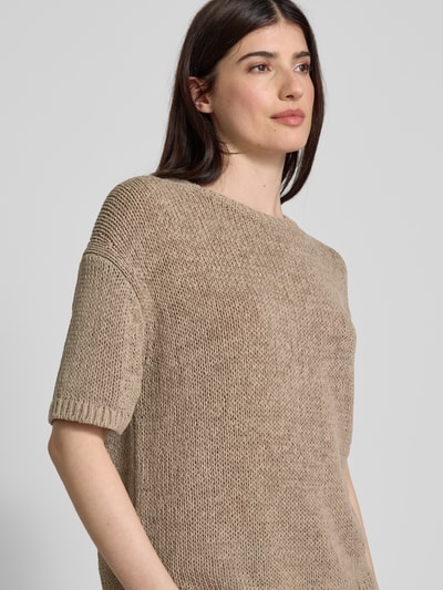 Marc O'Polo Loose Fit Strickpullover aus Baumwoll-Mix mit kurzem Arm Sand 3