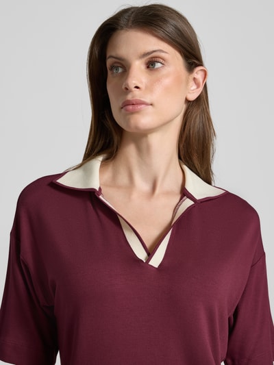 OPUS T-shirt met platte kraag en V-hals, model 'Soffice' Bordeaux - 3