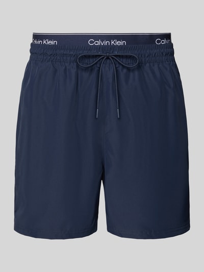 Produktfoto, Regular Fit Shorts mit integriertem Slip von Calvin Klein Underwear in Dunkelblau, elastischer Bund mit Tunnelzug, Logo-Stitching