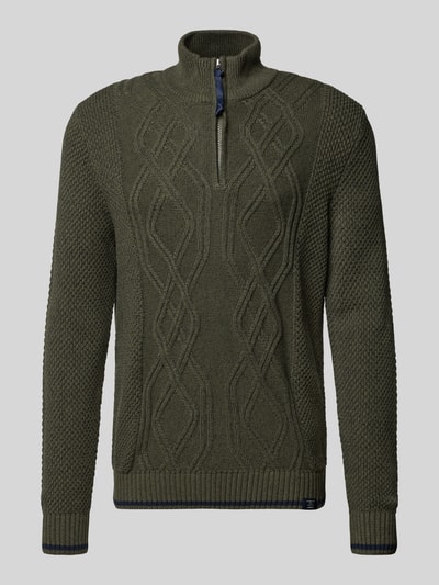 Lerros Sweter z dzianiny z kołnierzem Oliwkowy 2