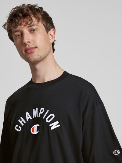 CHAMPION T-shirt o kroju relaxed fit z wyhaftowanym logo Czarny 3