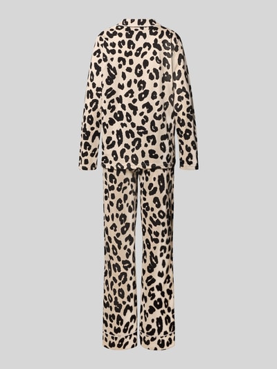 LOUIS & LOUISA Relaxed fit pyjama met reverskraag, model 'Schmusekatze' Zwart - 3