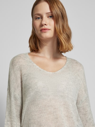 Fransa Gebreide pullover met V-hals, model 'sissel' Lichtgrijs gemêleerd - 3