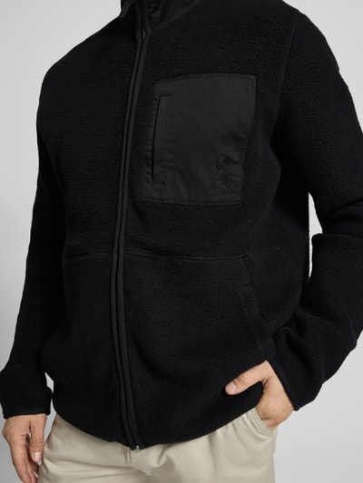 Armedangels Relaxed fit fleecejack van puur katoen, model 'FLAABO' Zwart - 3