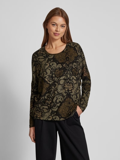 Soyaconcept Longsleeve aus Viskose-Mix mit Rundhalsausschnitt Modell 'BIARA' Khaki Melange 4