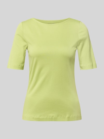 Produktfoto, T-Shirt mit U-Boot-Ausschnitt von Christian Berg Woman in Unifarbe, reine Baumwolle, Regular Fit, glatte Textur, Vorderansicht