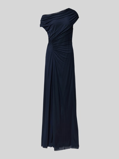 Produktfoto, Regular Fit Abendkleid mit Raffungen von Christian Berg Cocktail in Dunkelblau, asymmetrisches One-Shoulder-Design, elastischer Material-Mix