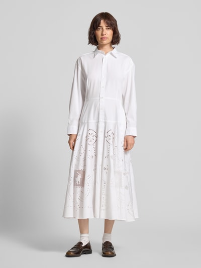 Polo Ralph Lauren Midi Hemdblusenkleid aus reiner Baumwolle Weiss 4